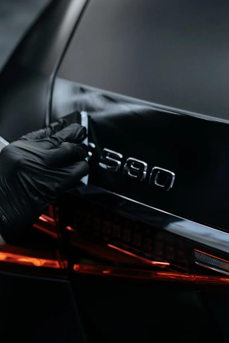 Ceramic coating over Mercedes S580 satin vinyl wrap — Hussle Customz Los Angeles