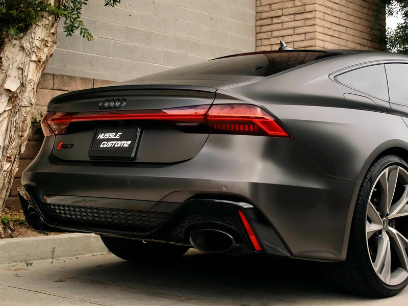 Audi RS7 Satin Dark Basalt Vinyl Wrap — photo 2 — Hussle Customz Los Angeles