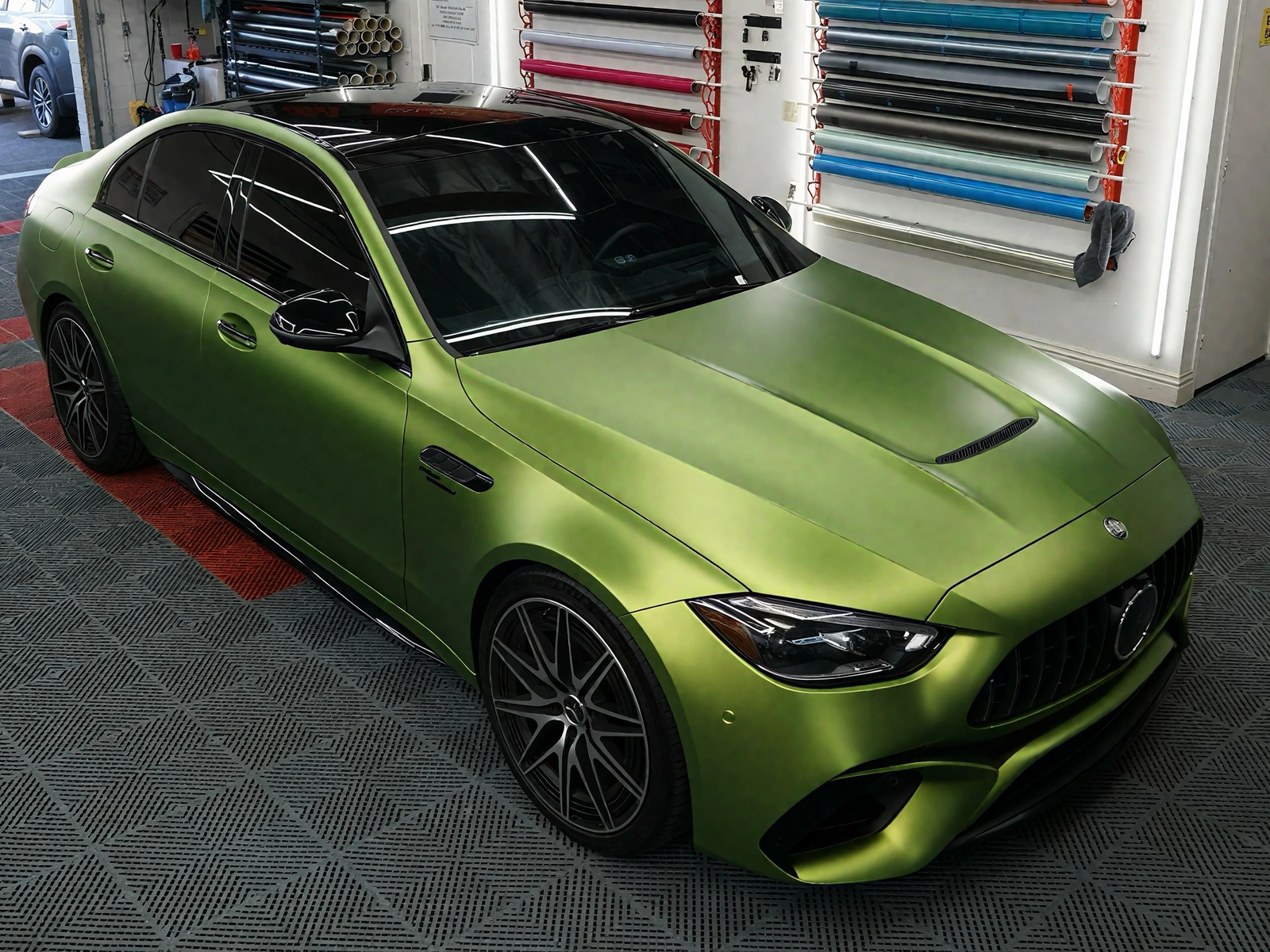 Mercedes C63 S Matte Green — photo 2 — Hussle Customz Los Angeles