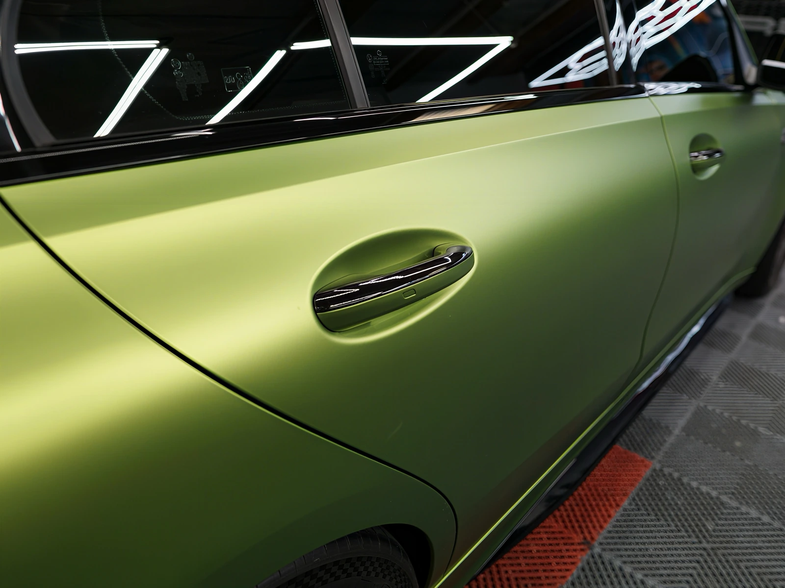 Mercedes C63 S Matte Green — photo 3 — Hussle Customz Los Angeles