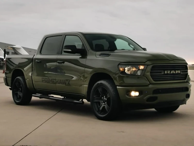 Dodge RAM Gloss Army Green Vinyl Wrap — photo 2 — Hussle Customz Los Angeles