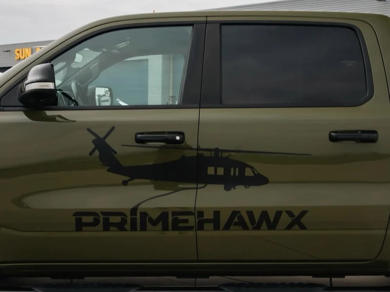 Dodge RAM Gloss Army Green Vinyl Wrap — photo 5 — Hussle Customz Los Angeles