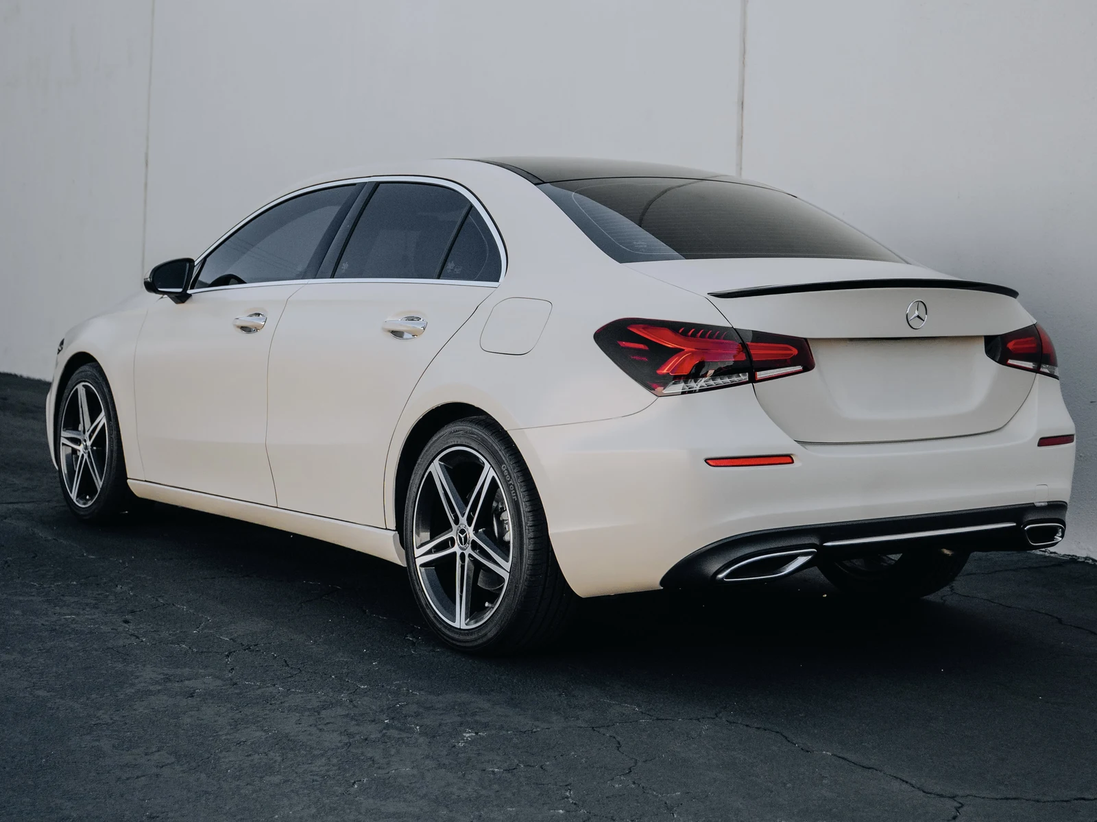 Mercedes A-Class Satin Desert Tan Vinyl Wrap — photo 3 — Hussle Customz Los Angeles