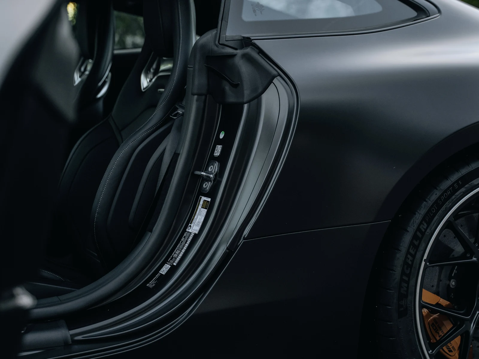Mercedes AMG GT 63 S Satin Black Wrap + Door Jambs — photo 5 — Hussle Customz Los Angeles