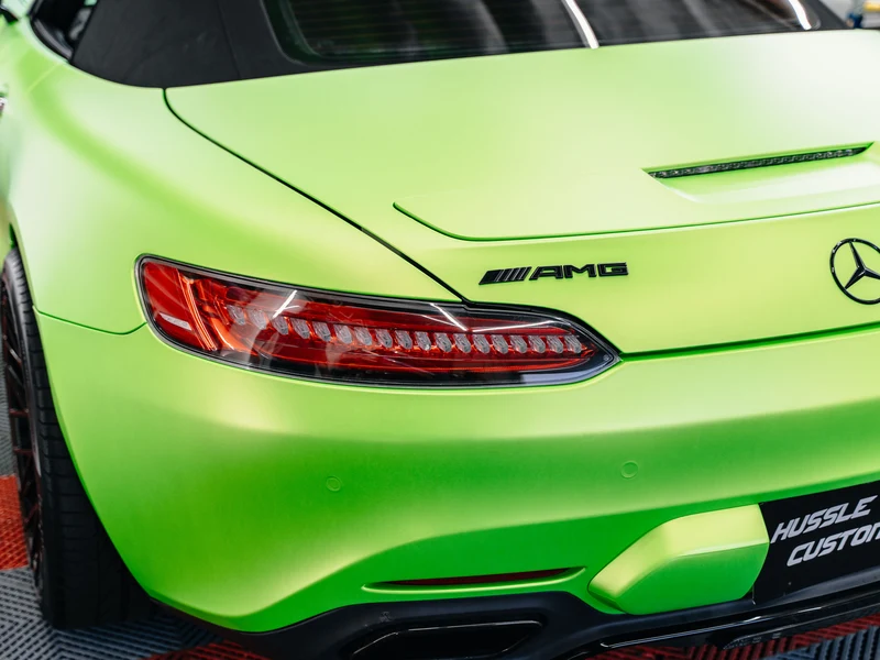 Mercedes GT C Roadster Matte Wasabi Green Vinyl Wrap — photo 3 — Hussle Customz Los Angeles