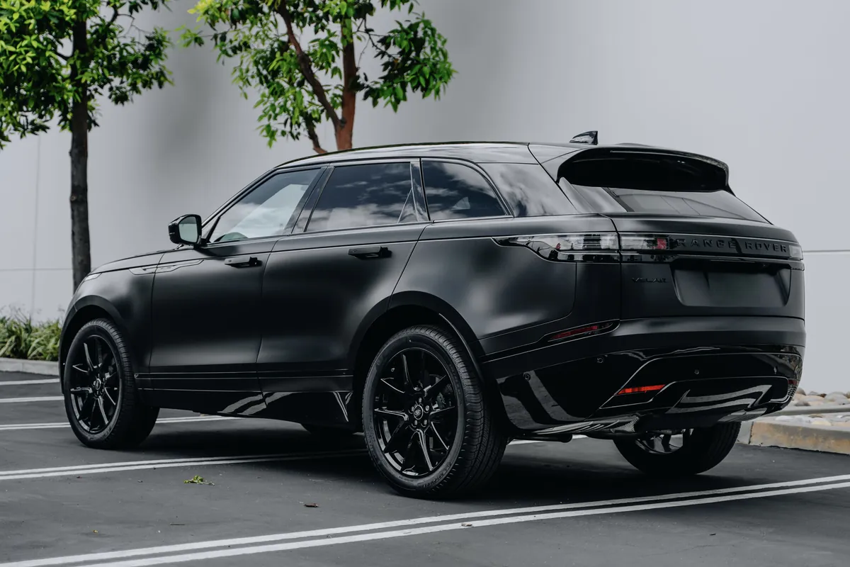Range Rover Velar Satin Black Wrap — photo 2 — Hussle Customz Los Angeles