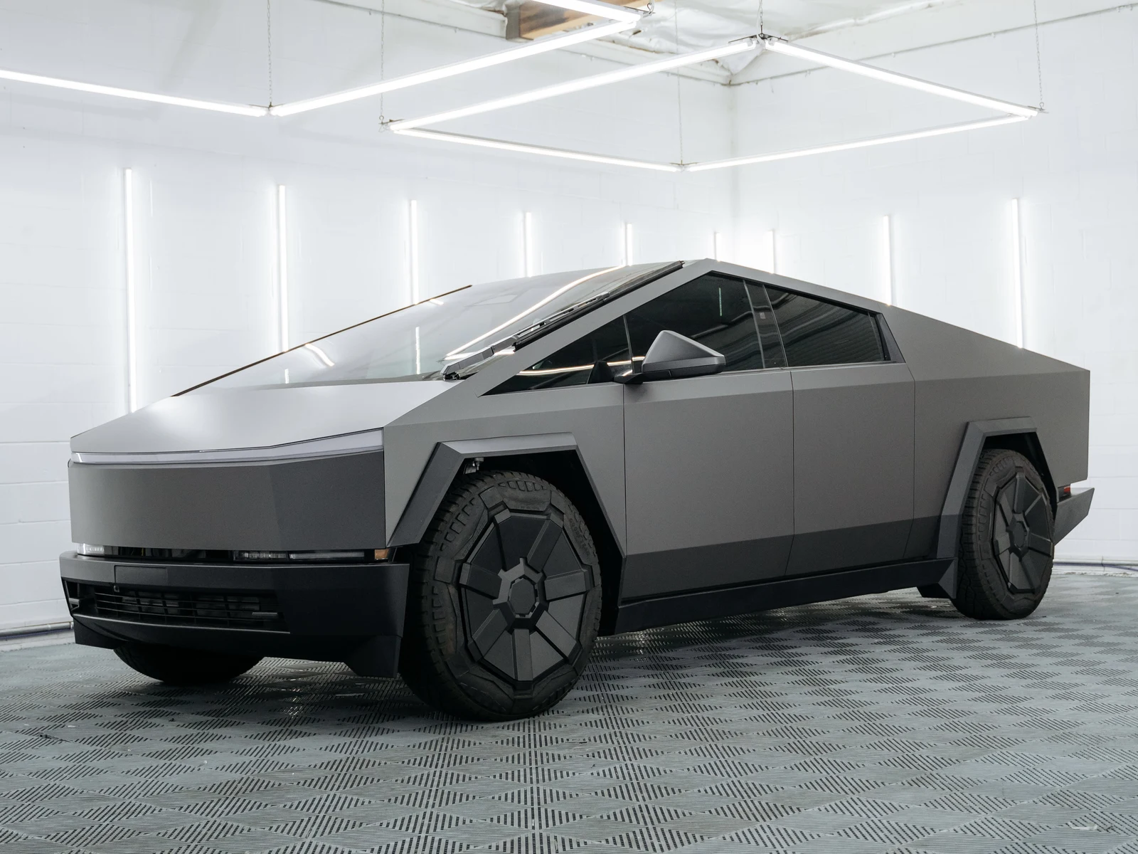 Tesla Cybertruck &mdash; Matte Charcoal Metallic Vinyl Wrap | Hussle Customz