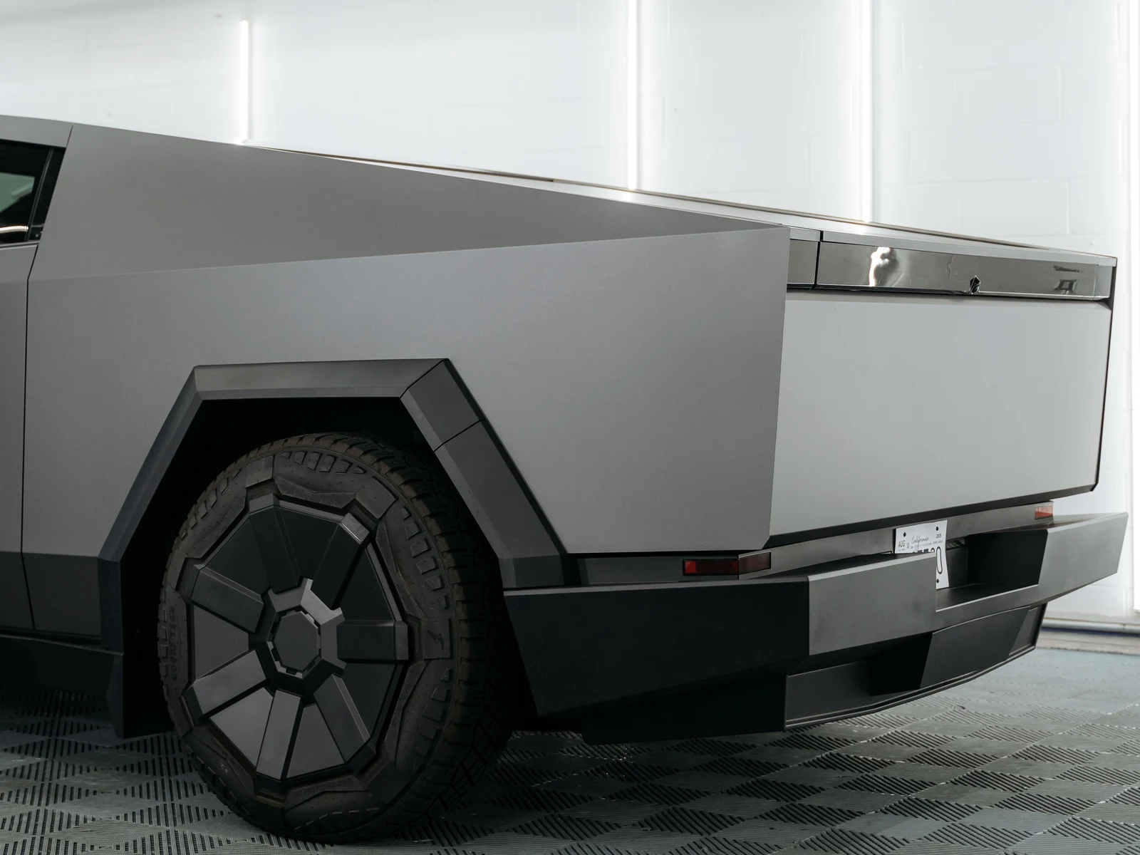 Tesla Cybertruck Matte Charcoal Metallic Vinyl Wrap — photo 3 — Hussle Customz Los Angeles