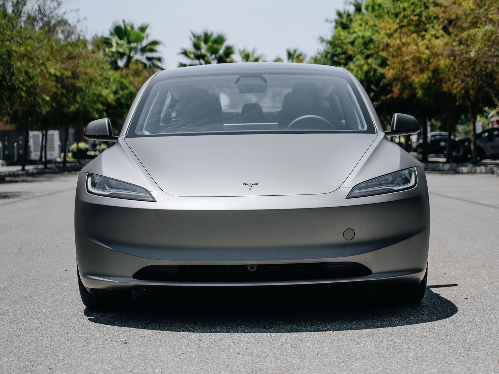 Tesla Model 3 Highland Matte Charcoal Metallic Vinyl Wrap — photo 2 — Hussle Customz Los Angeles