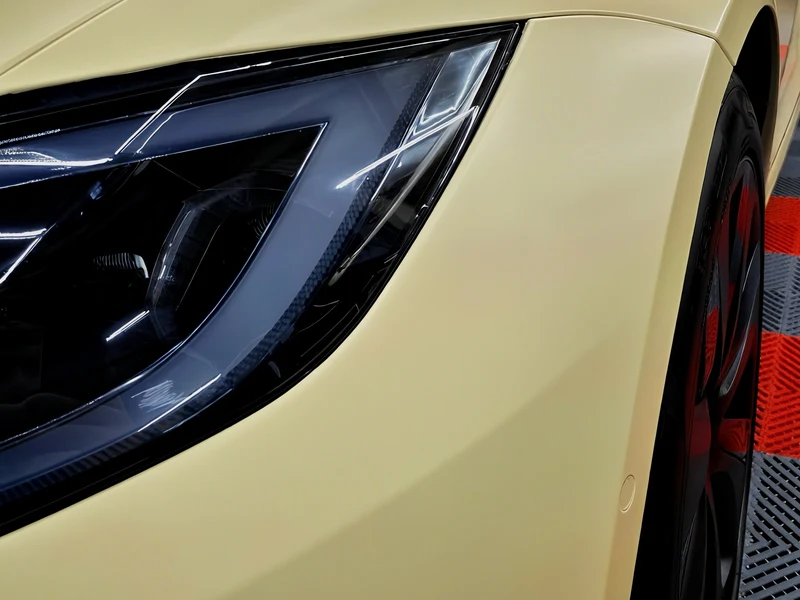 Tesla Model S Satin Desert Tan, Lights Smoke Out, Ceramic Coating — photo 3 — Hussle Customz Los Angeles