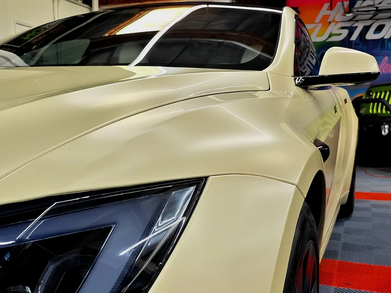 Tesla Model S Satin Desert Tan, Lights Smoke Out, Ceramic Coating — photo 5 — Hussle Customz Los Angeles