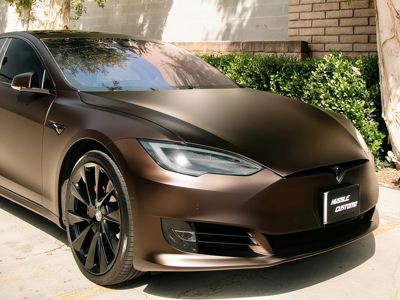 Tesla Model S with durable gloss black powder coated wheels — long-lasting finish — Hussle Customz Los Angeles