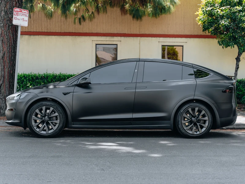Tesla Model X with ceramic window tint, full side profile