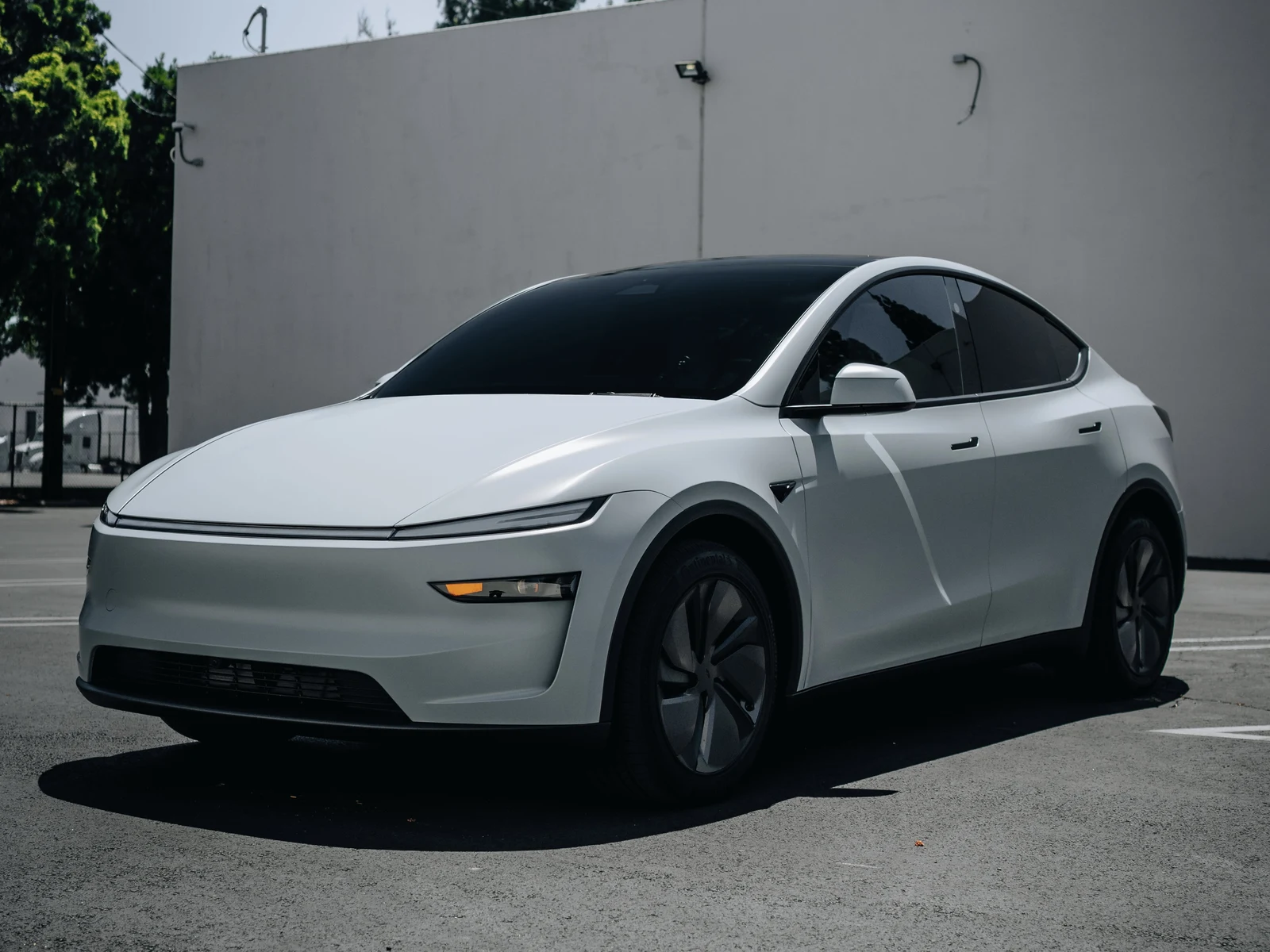 Tesla Model Y Juniper &mdash; Satin Battleship Grey Vinyl Wrap | Hussle Customz