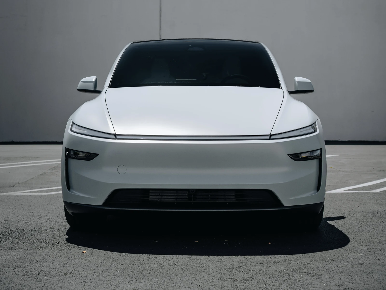 Tesla Model Y Juniper Satin Battleship Grey Vinyl Wrap — photo 2 — Hussle Customz Los Angeles