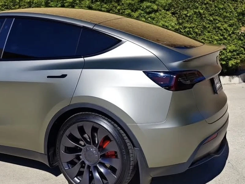 Tesla Model Y Matte Silver — photo 2 — Hussle Customz Los Angeles
