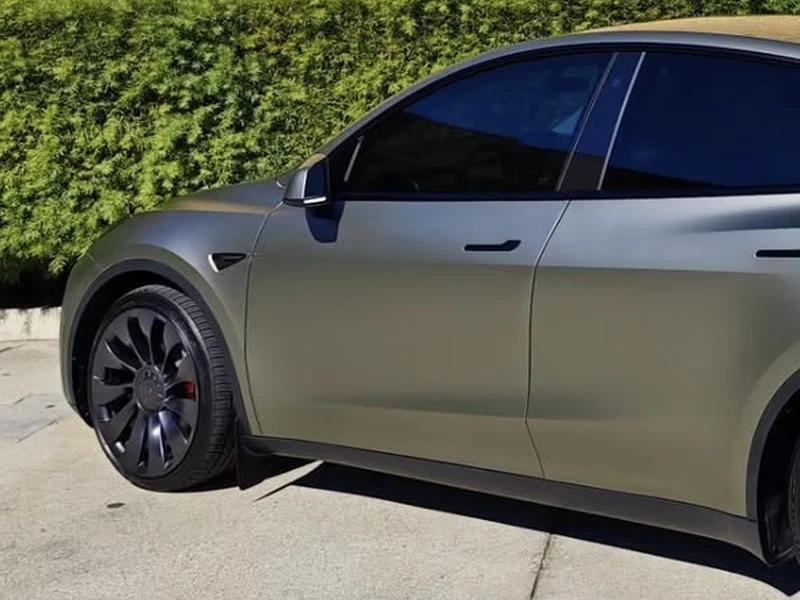 Tesla Model Y Matte Silver — photo 3 — Hussle Customz Los Angeles