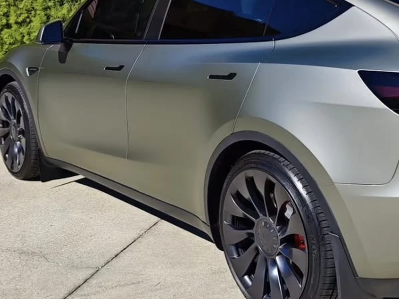 Tesla Model Y Matte Silver — photo 5 — Hussle Customz Los Angeles