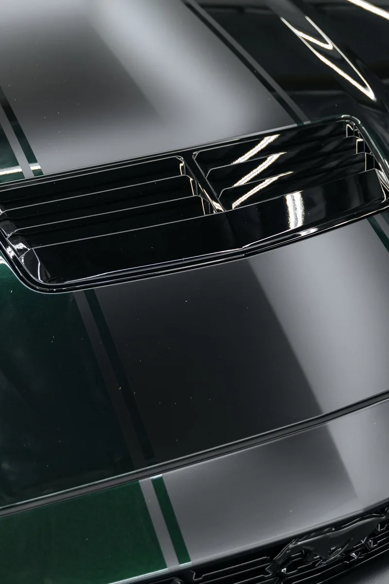 Satin black hood stripes on Ford Mustang Dark Horse — Hussle Customz Los Angeles